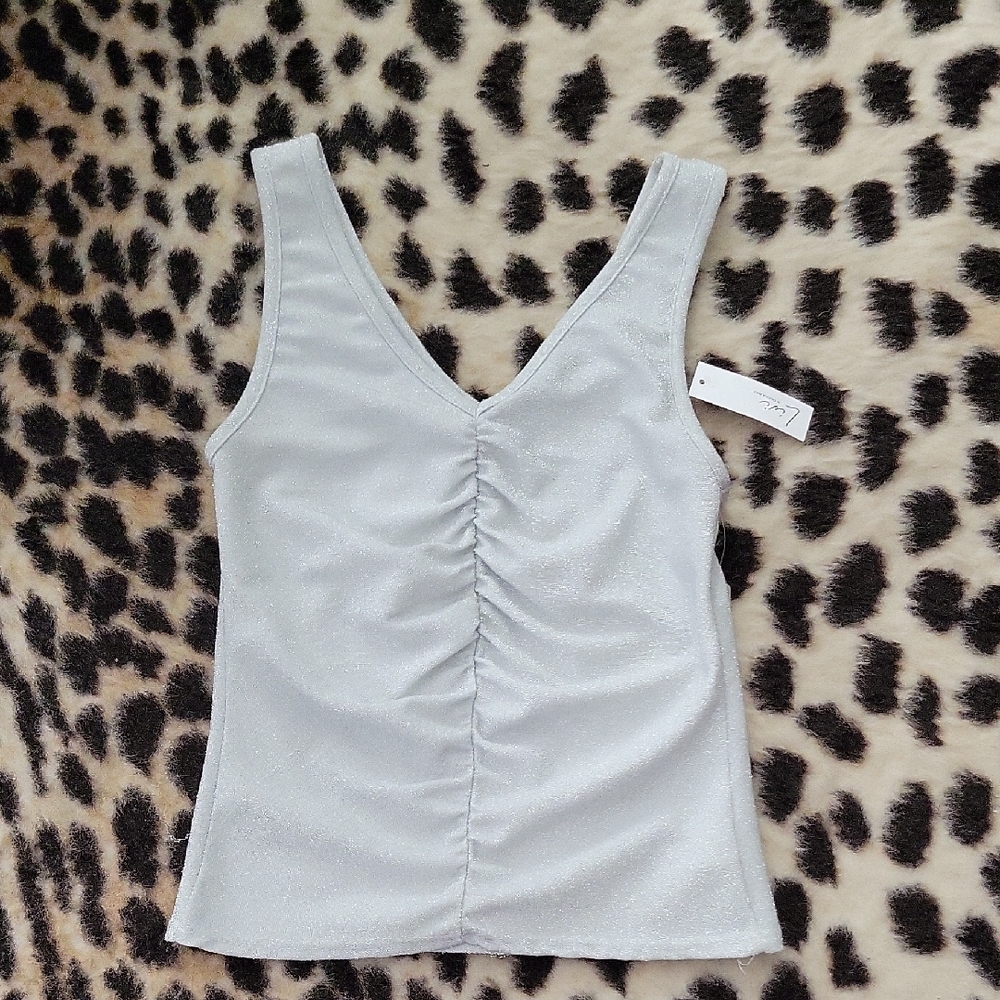 Livi by Olivia Rae Silver Shimmer Knit Pullover Top | Size Small